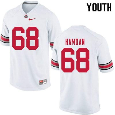 NCAA Ohio State Buckeyes Youth #68 Zaid Hamdan White Nike Football College Jersey IHJ6845PJ